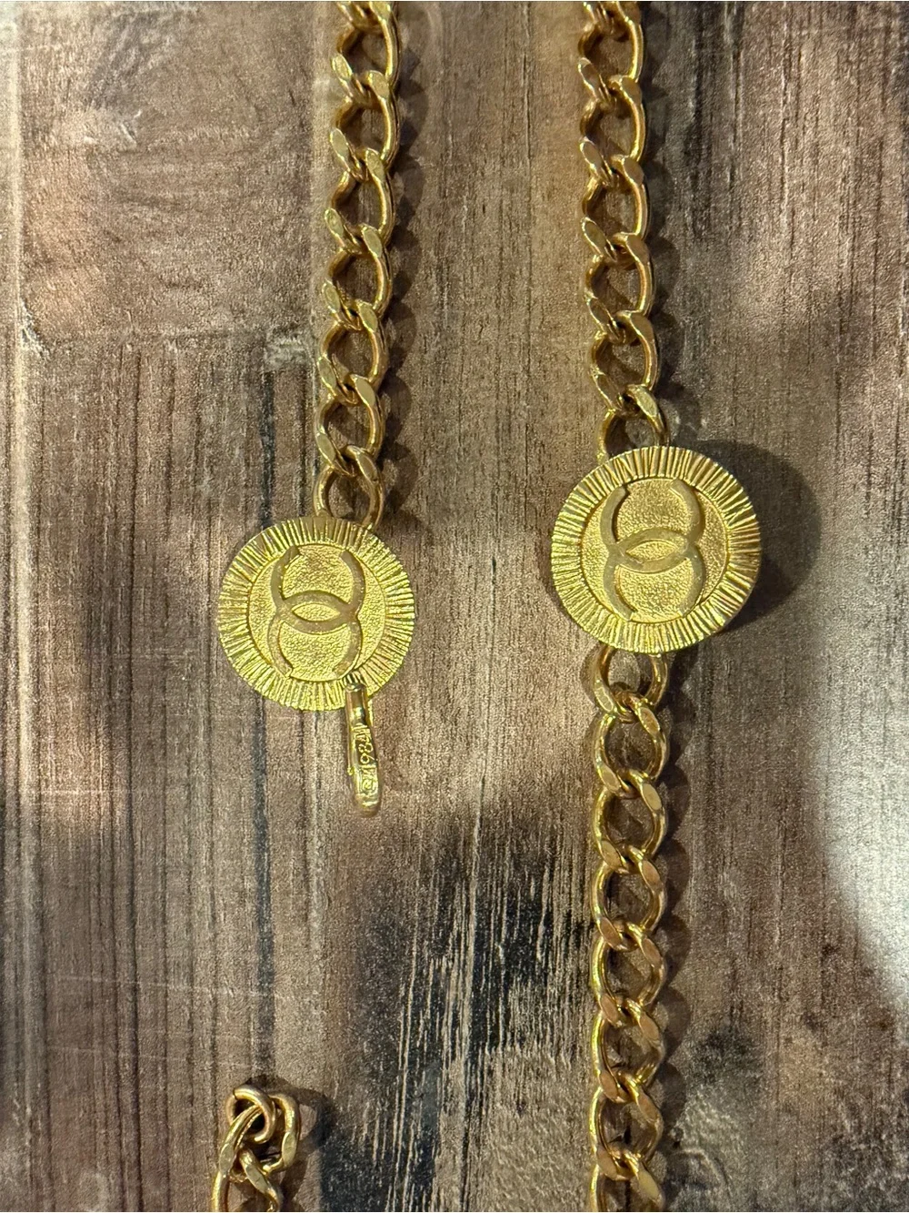 Authentic Vintage Chanel Gold Tone CC Medallion Chain Belt CHANEL Gold Plated CC Logos Medal Charm Vintage Chain Belt  main image 2